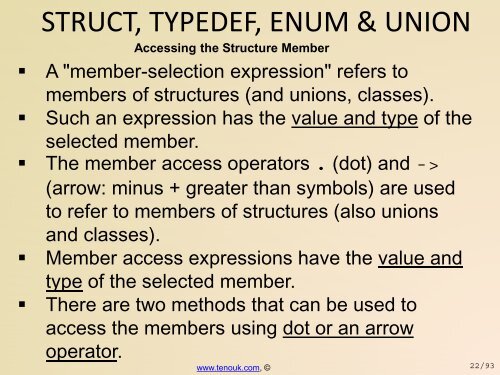 C struct, typedef, enum & union - Tenouk C & C++