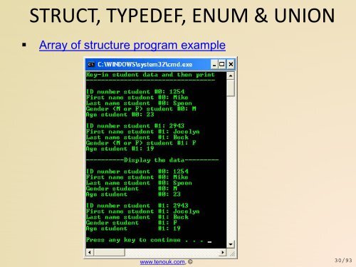 C struct, typedef, enum & union - Tenouk C & C++