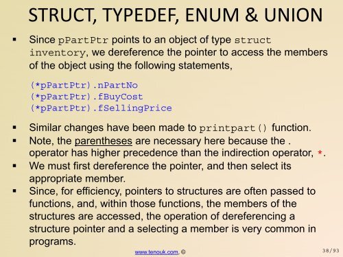 C struct, typedef, enum & union - Tenouk C & C++