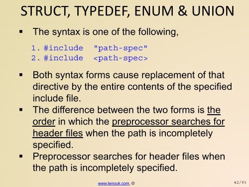 C struct, typedef, enum & union - Tenouk C & C++