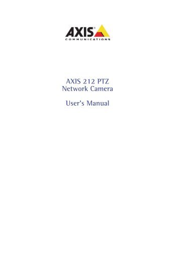 AXIS 212 PTZ Network Camera User's Manual - S.D.S. Security Ltd