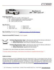 Map Notes for 2007 - 2009 Legacy GT - Cobb Tuning