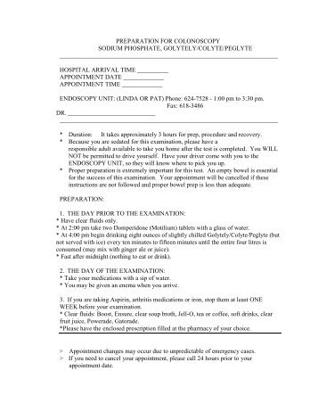 PREPARATION FOR COLONOSCOPY SODIUM PHOSPHATE ...