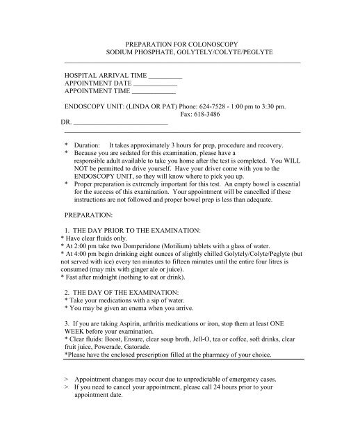 PREPARATION FOR COLONOSCOPY SODIUM PHOSPHATE ...