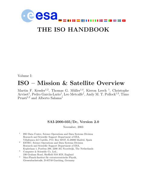 The ISO Handbook (ESA SP-1262), Volume I (GEN), Version 2.0