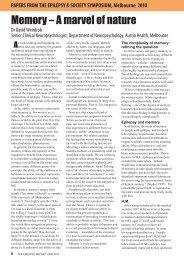 Memory - A Marvel of Nature: Dr David Weintrob - Epilepsy Australia