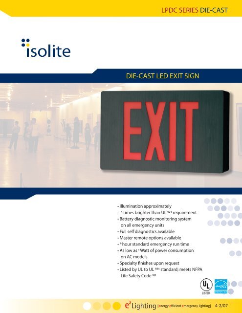 LPDC SERIES DIE-CAST DIE-CAST LED EXIT SIGN