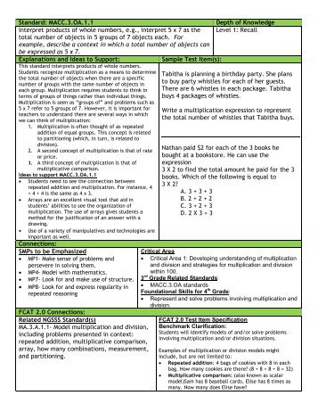 Standard: MACC.3.OA.1.1 Depth of Knowledge Interpret products of ...