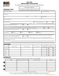 BIG LOTS EMPLOYMENT APPLICATION This application is ...