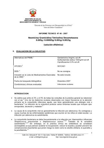 Informe TÃ©cnico N 46 Tetrizolina + Neomicina + Gramicidina + ...