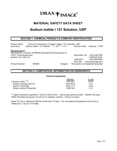 Sodium Iodide I 131 Solution Usp