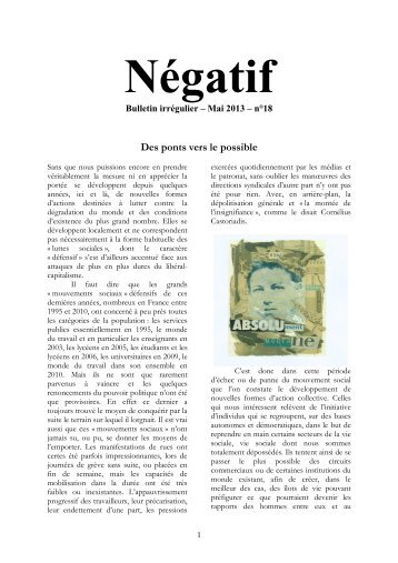 NÃ©gatif nÂ°18 - Non Fides - Base de donnÃ©es anarchistes