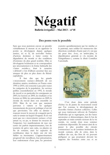 NÃ©gatif nÂ°18 - Non Fides - Base de donnÃ©es anarchistes