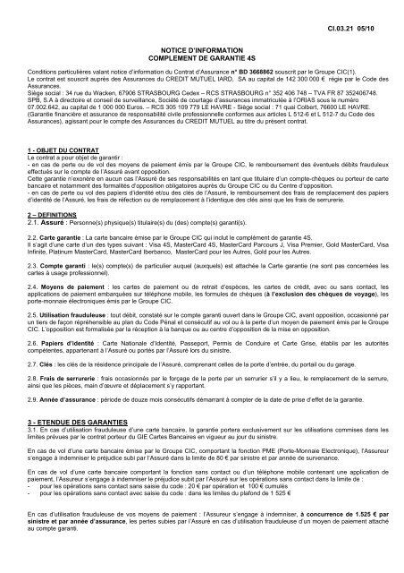 ci.03.21 05/10 notice d'information complement de garantie 4s 3 - CIC