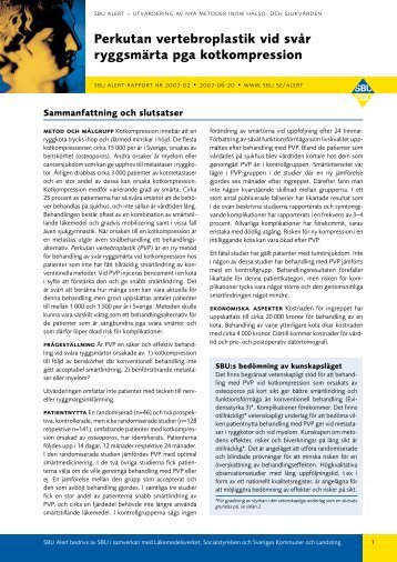 Tidigare publicerad rapport om perkutan vertebroplastik, nr ... - SBU