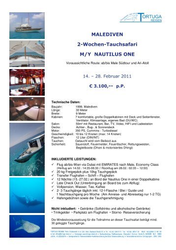 MALEDIVEN 2-Wochen-Tauchsafari M/Y NAUTILUS ONE