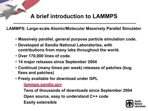LAMMPS for beginners - Sandia National Laboratories