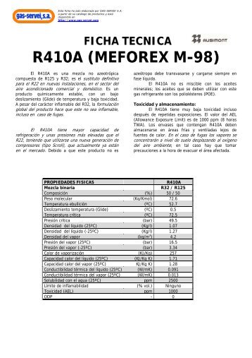 ficha tecnica r410a (meforex m-98) - Caloryfrio.com