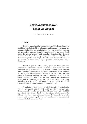 Dr. Namık HÜSEYİNLİ “Azarbaycan'ın Sosyal Güvenlik Sistemi”