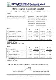 Harmonogram maturitních zkoušek - Hotelová škola Mariánské Lázně