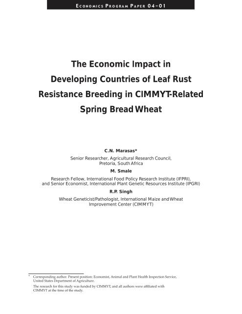 The Economic Impact in Developing Countries of ... - AgEcon Search