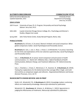 View CV here - Department of Psychology - University of Iowa