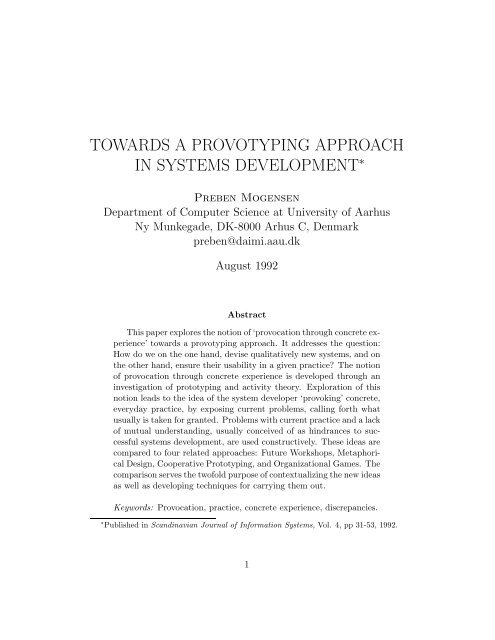 towards a provotyping approach in systems development