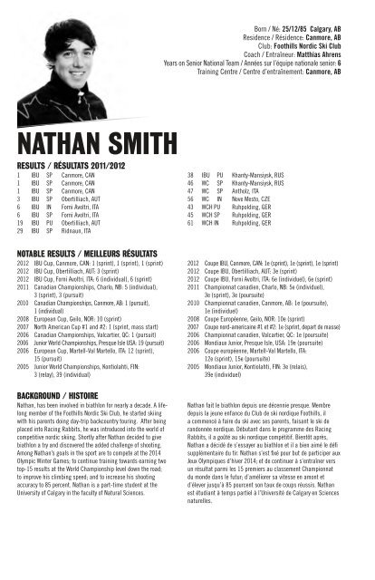 2012/2013 Media Guide Guide de Presse - Biathlon Canada