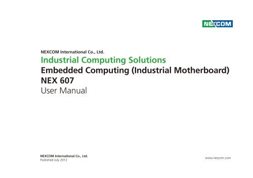 NEX 607 User Manual - Nexcom