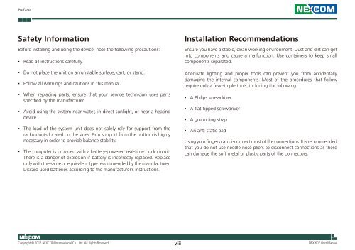 NEX 607 User Manual - Nexcom