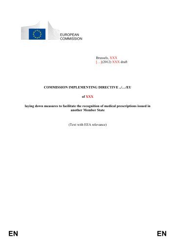 EUROPEAN COMMISSION Brussels, XXX [â¦](2012) XXX draft ...