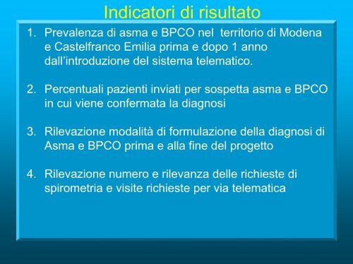 Il progetto Pneumoweb - Clinica malattie apparato respiratorio