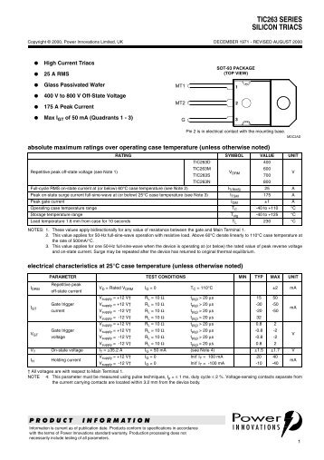 TIC263 SERIES SILICON TRIACS - Profesor Molina