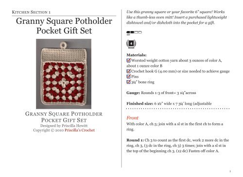 Granny Square Potholder Pocket Gift Set - Priscilla's Crochet