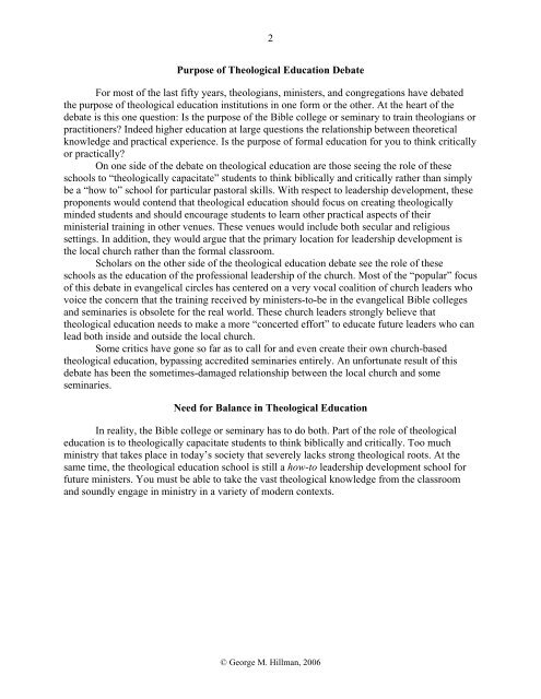 THE IMPORTANCE OF INTERNSHIPS - Dallas Theological Seminary