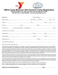 YMCA Camp MacLean Camp Registration