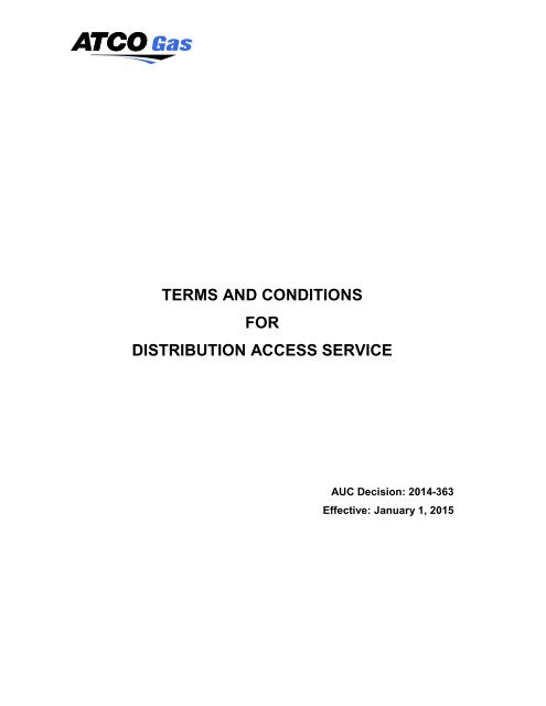 Terms and Conditions for Distribution Access Service - ATCO Gas