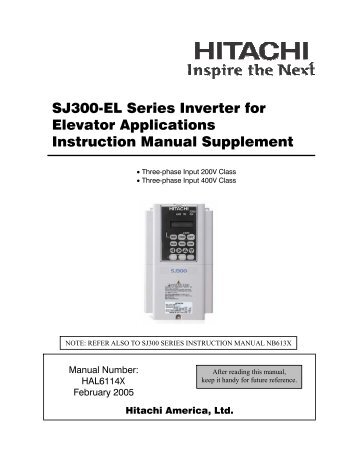 SJ300-EL Series Inverter for Elevator Applications Instruction ...