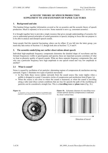 ACOUSTIC THEORY OF SPEECH PRODUCTION ... - Ling.cam.ac.uk