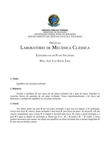 LABORATÓRIO DE MECÂNICA CLÁSSICA - Ufersa
