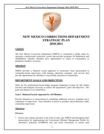 new mexico corrections department strategic plan 2010-2011