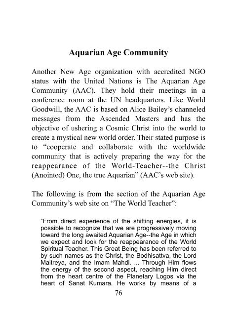 United Nations And The New Age - Way of Life Literature