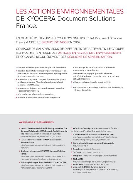 Brochure Environnement - Kyocera