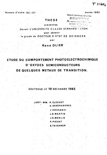 Etude du comportement photoélectrochimique d'oxydes ...