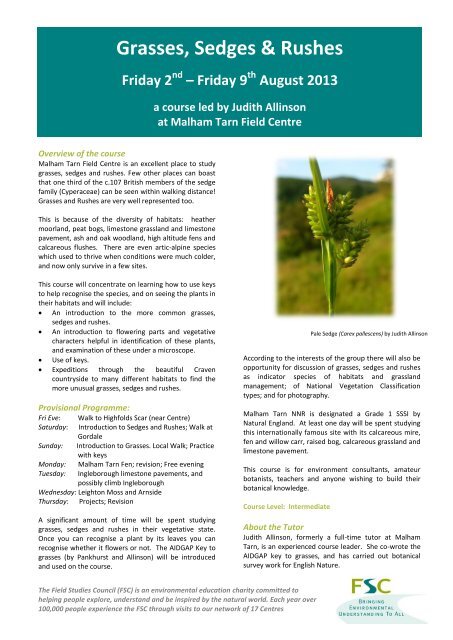 Grasses, Sedges and Rushes - Field Studies Council