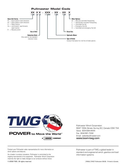 Pullmaster Brochure - TWG