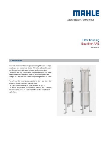 Filter housing Bag filter AFE - MAHLE Industry - Filtration
