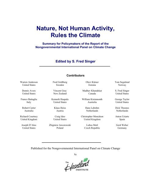 Nature, Not Human Activity, Rules the Climate - Science ...