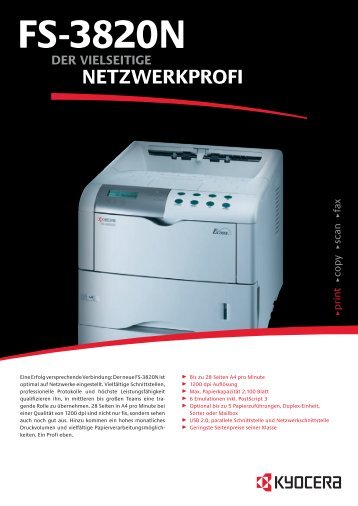 Spezifikationen FS-3820N - 1a-gebrauchte-Drucker.de