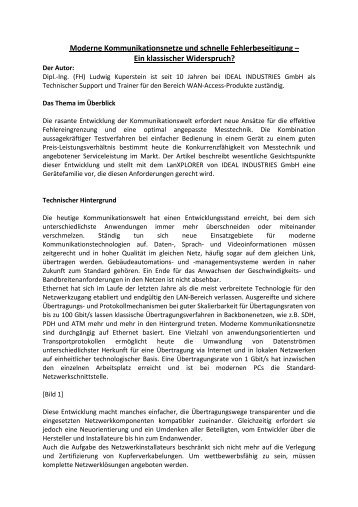 Moderne Kommunikationsnetze und schnelle Fehlerbeseitigung ...